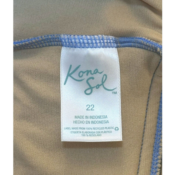 KONA SOL One Piece Bikini Ruched Ruffle Swim V-Neck Full Coverage Blue 22 - Picture 9 of 13